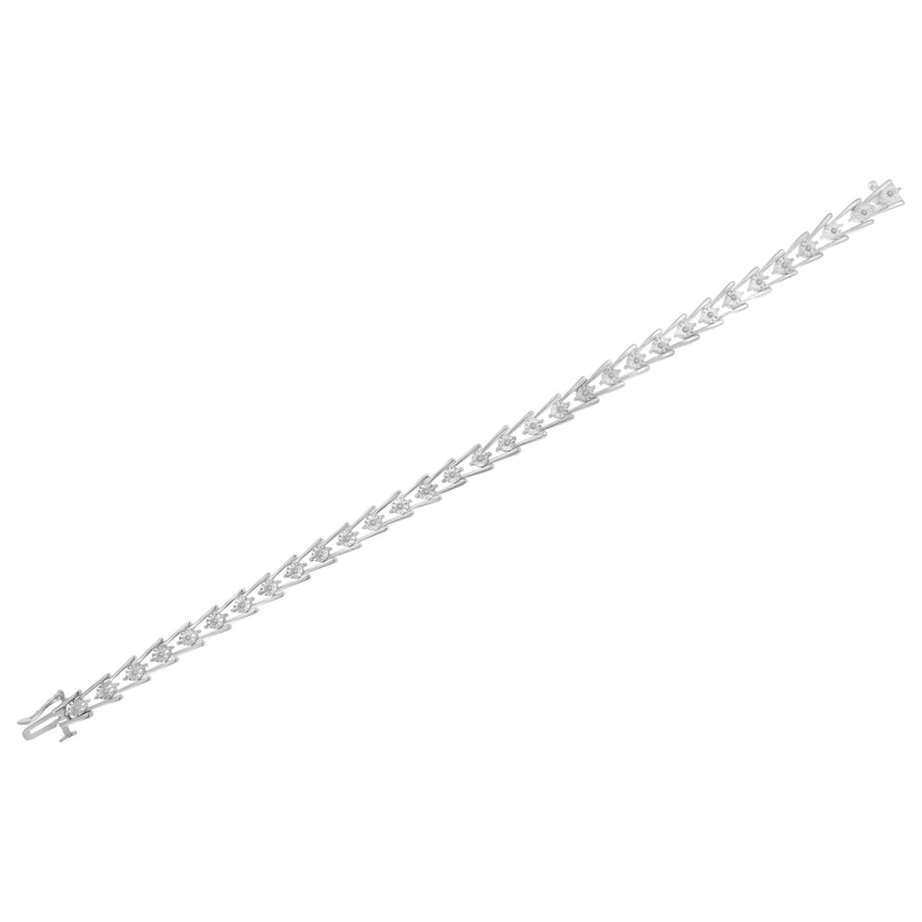 .925 Sterling Silver 1/4 cttw Miracle Set Diamond Sleek and Open "V"Bracelet
