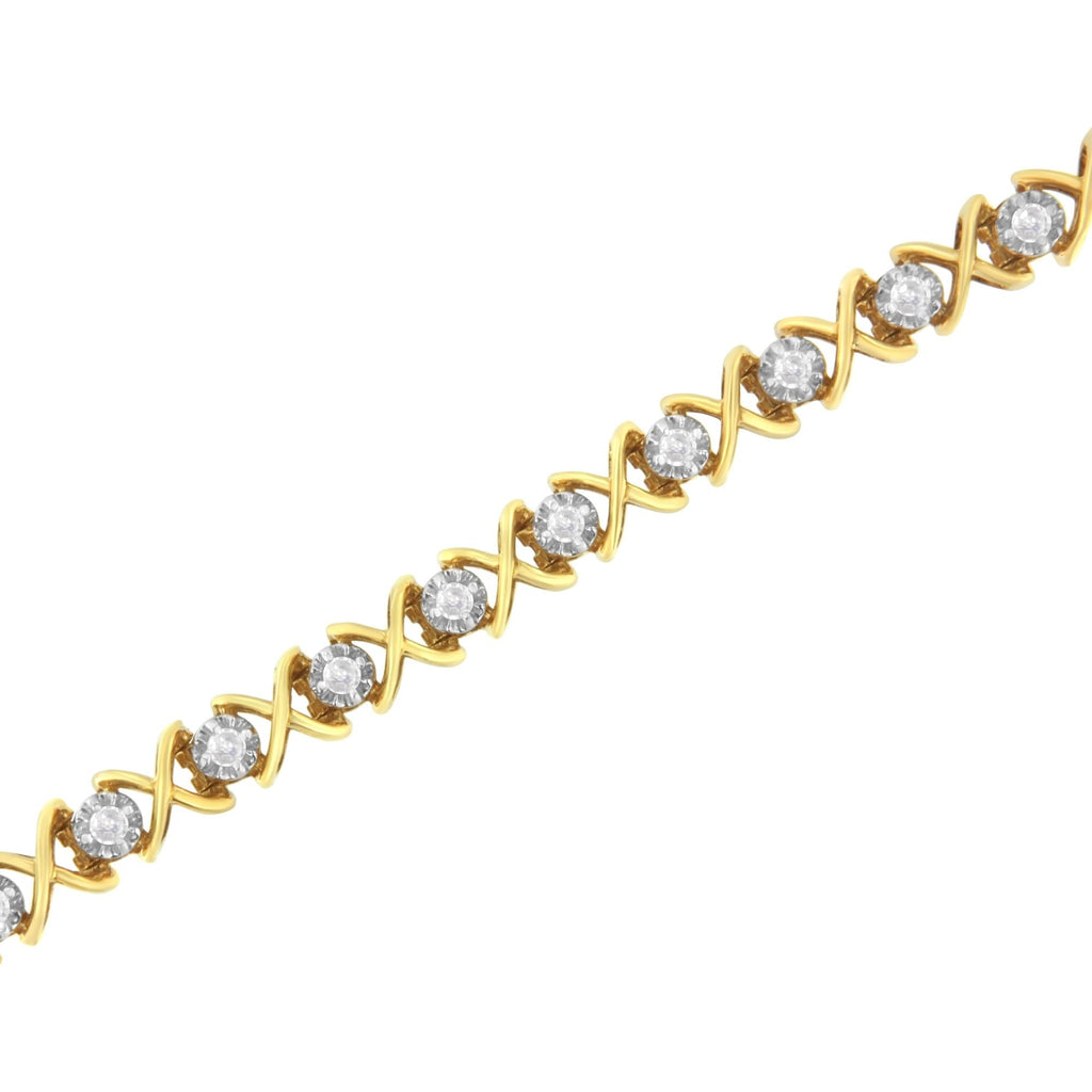 10K Gold Plated Silver 1ct Diamond Bracelet