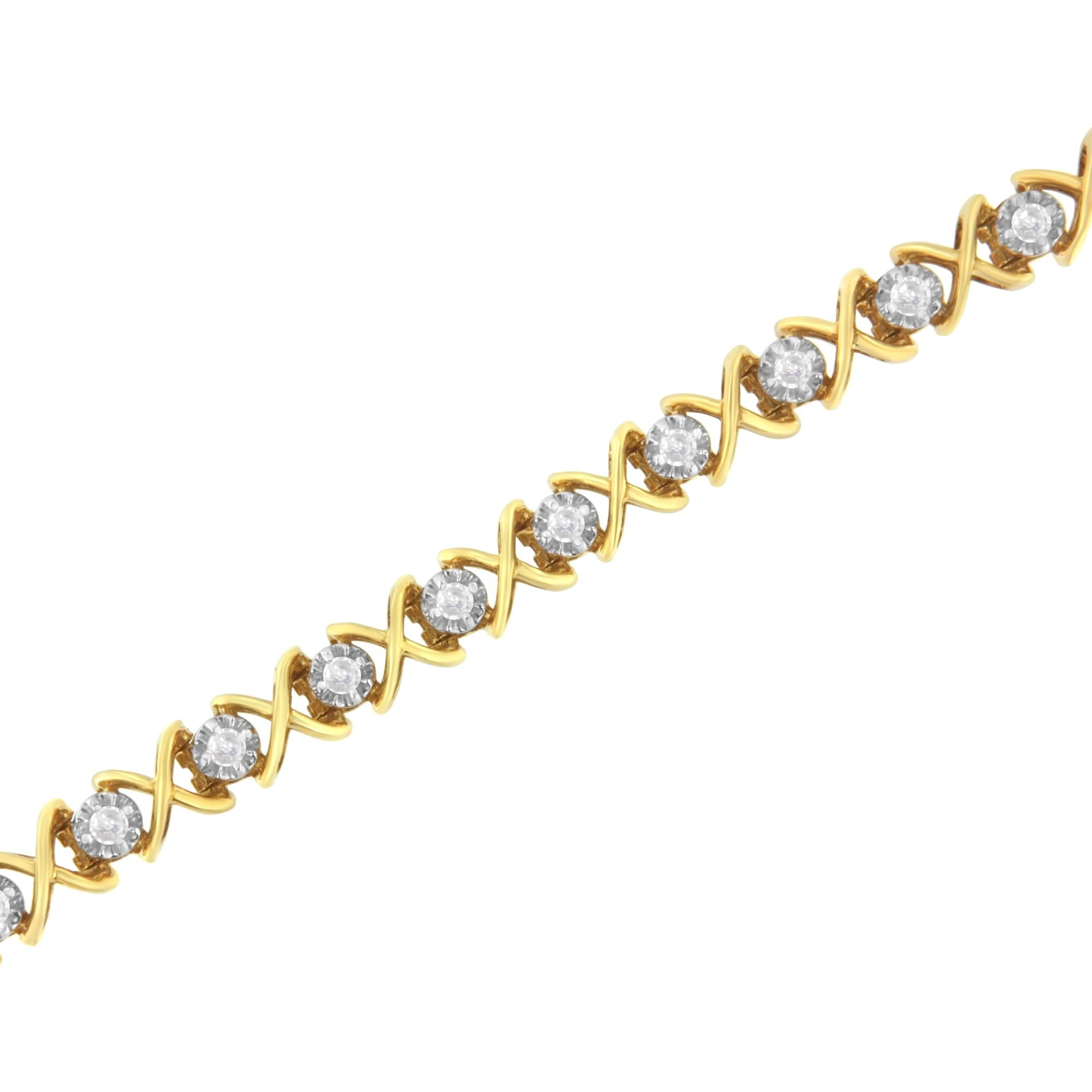 10K Gold Plated Silver 1ct Diamond Bracelet