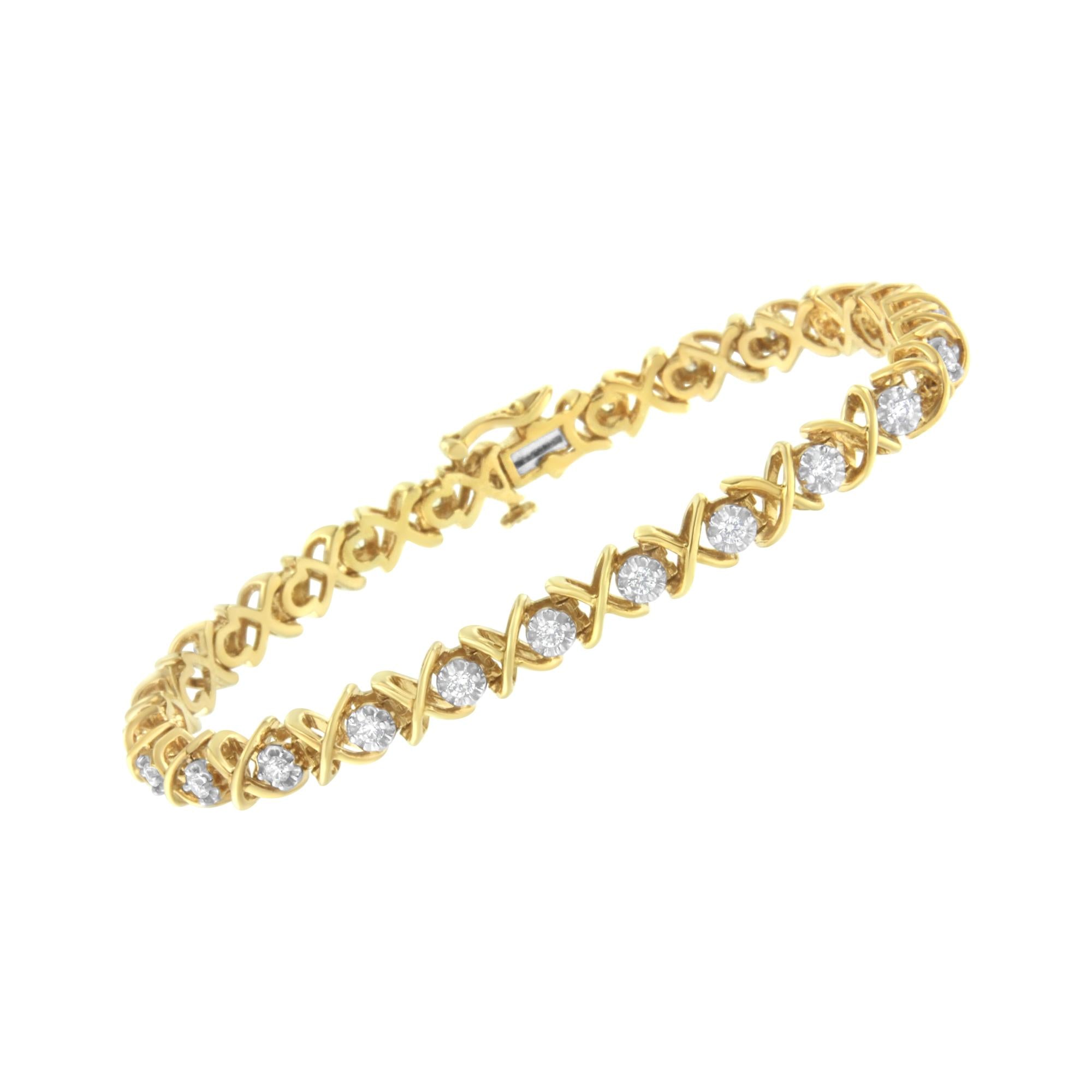 10K Gold Plated Silver 1ct Diamond Bracelet
