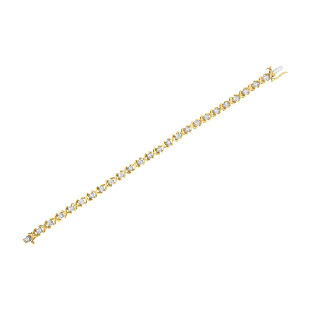 10K Gold Plated Silver 1ct Diamond Bracelet