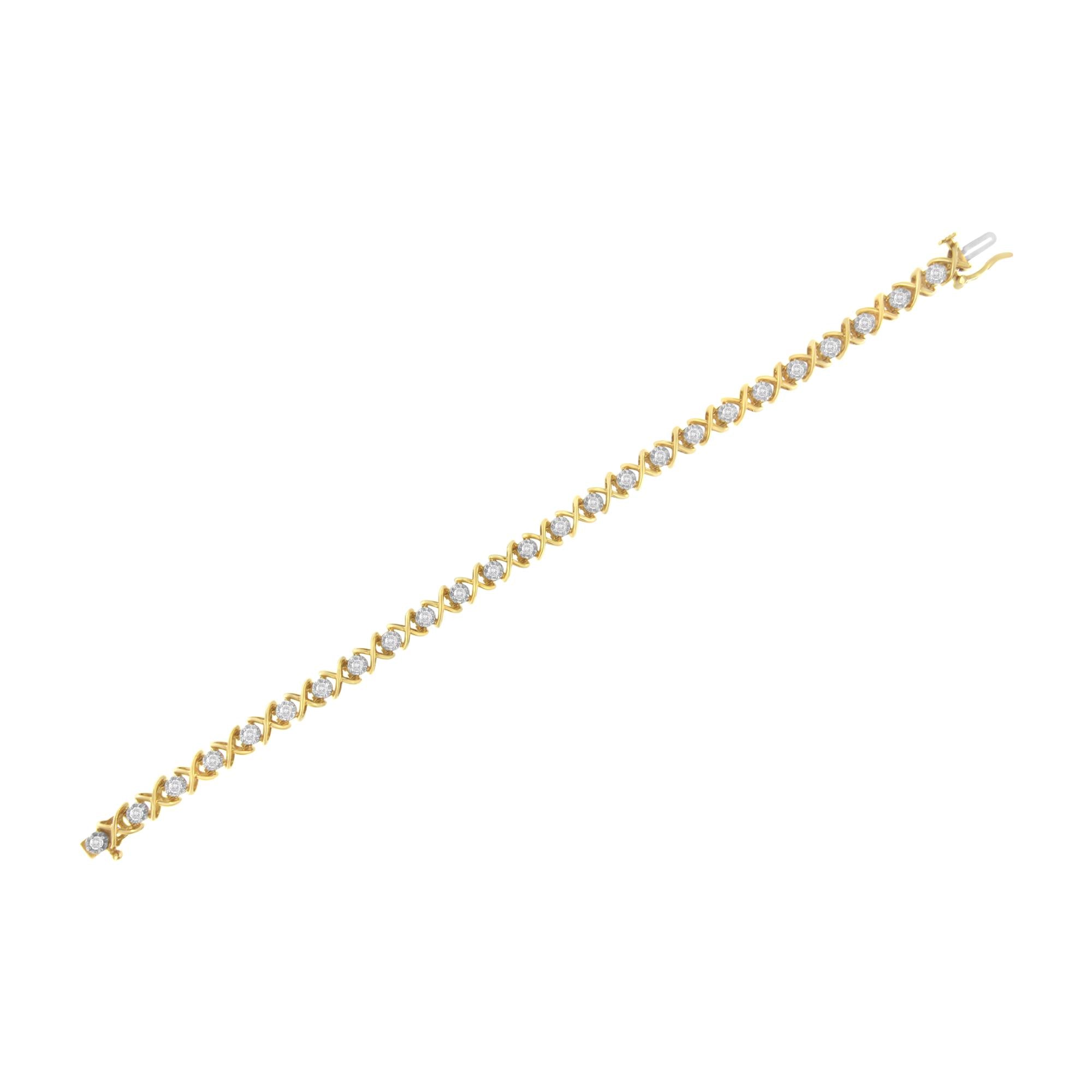 10K Gold Plated Silver 1ct Diamond Bracelet