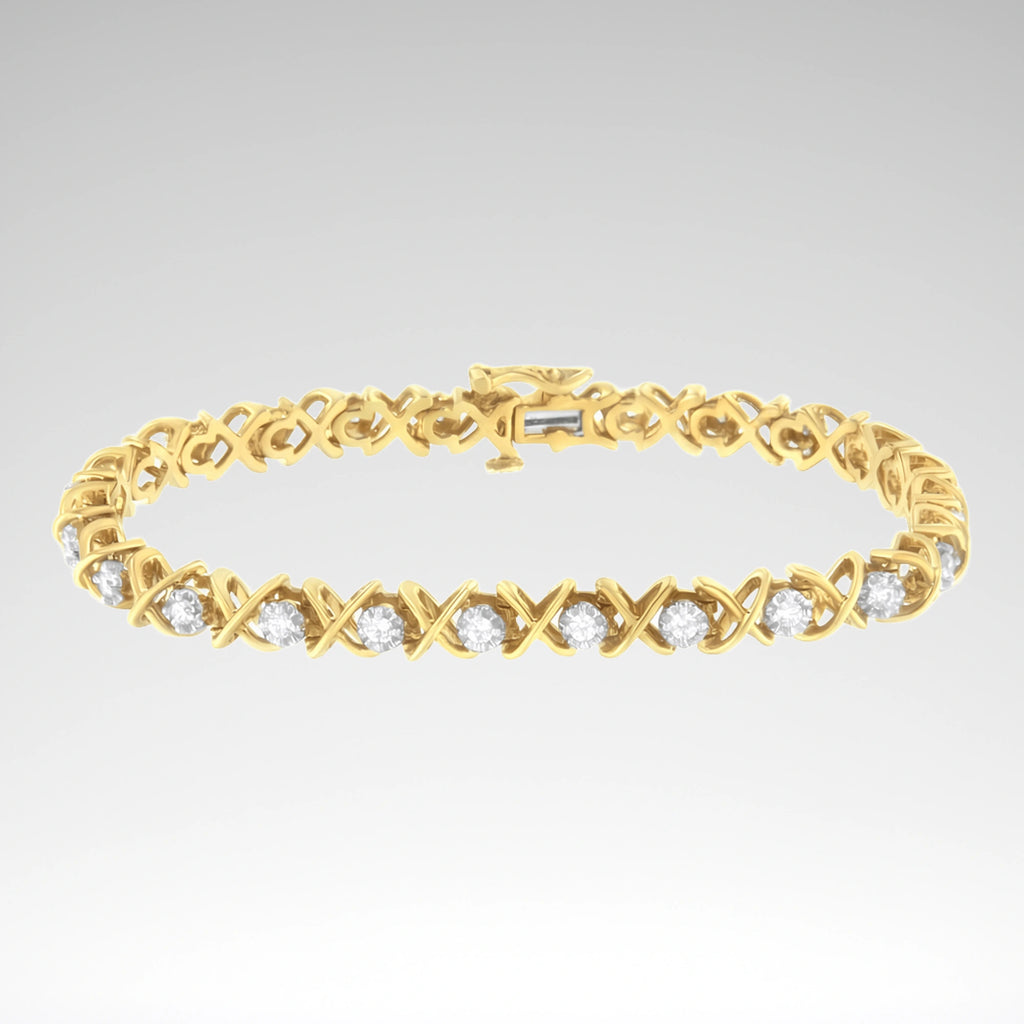 10K Gold Plated Silver 1ct Diamond Bracelet (I1–I2, J–K) – 7"