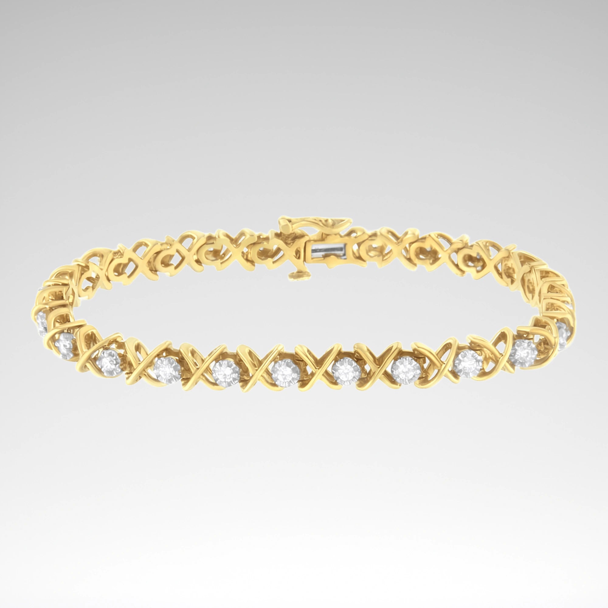 10K Gold Plated Silver 1ct Diamond Bracelet (I1–I2, J–K) – 7"