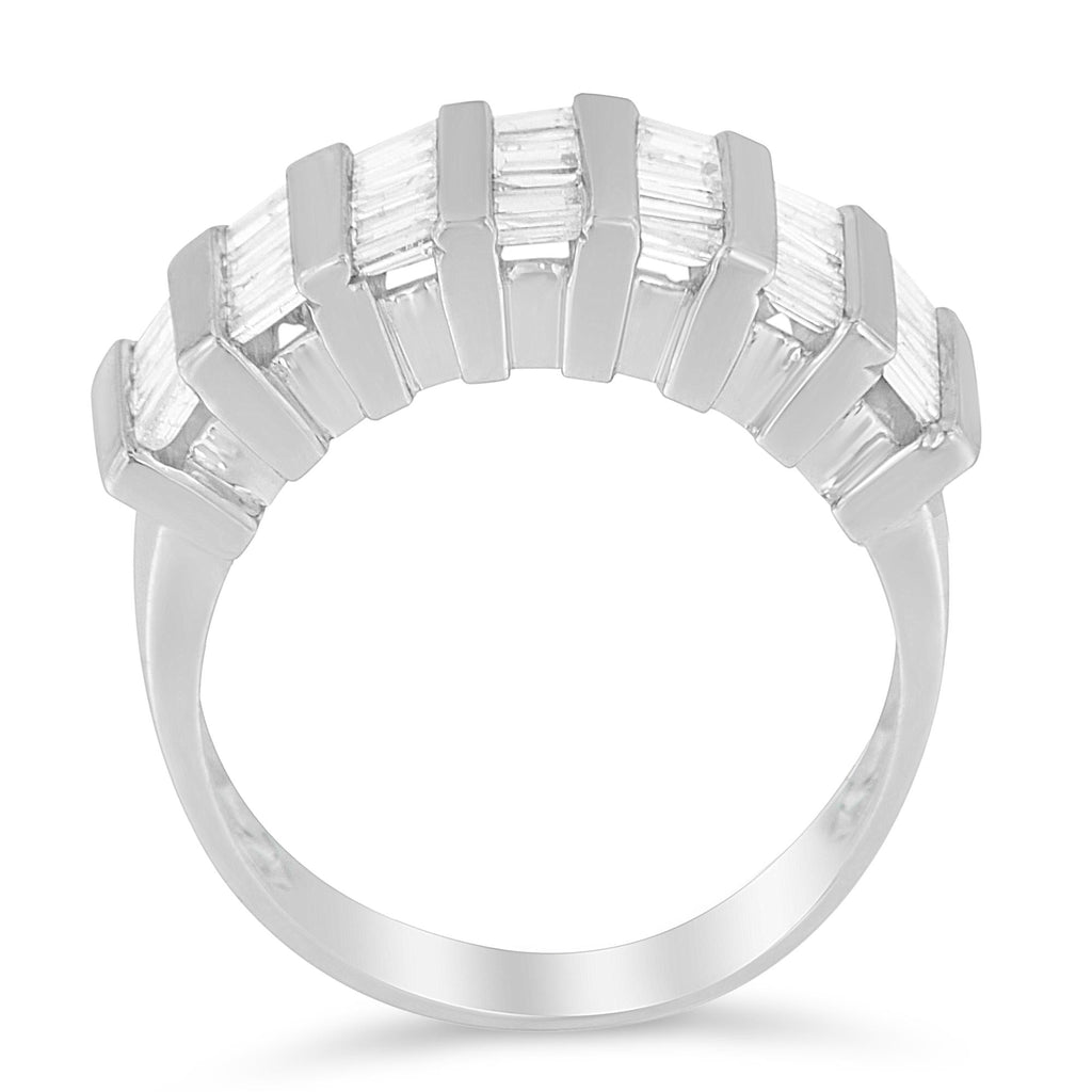 Baguette-Cut Diamond Multi-Row Wedding Ring, .925 Sterling Silver 1.0 cttw