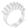 Baguette-Cut Diamond Multi-Row Wedding Ring, .925 Sterling Silver 1.0 cttw
