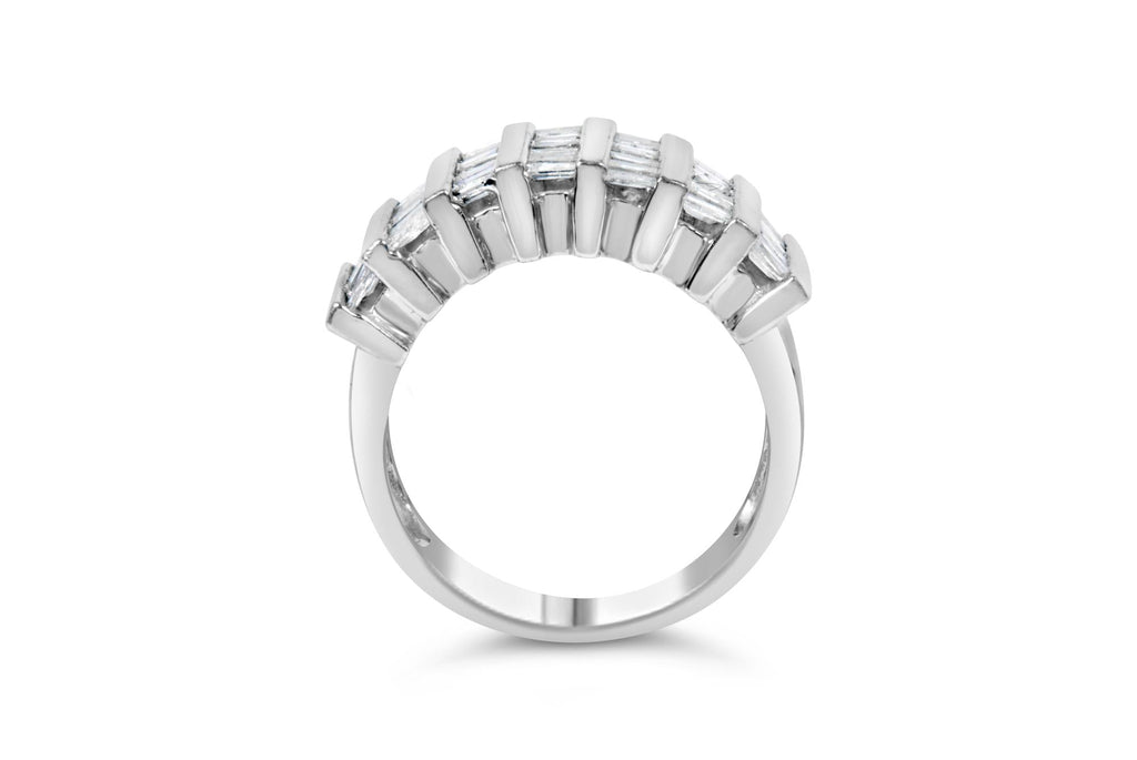 Baguette-Cut Diamond Multi-Row Wedding Ring, .925 Sterling Silver 1.0 cttw