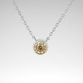 Bezel-Set Champagne Diamond Solitaire Necklace – .925 Sterling Silver, 1/5 cttw