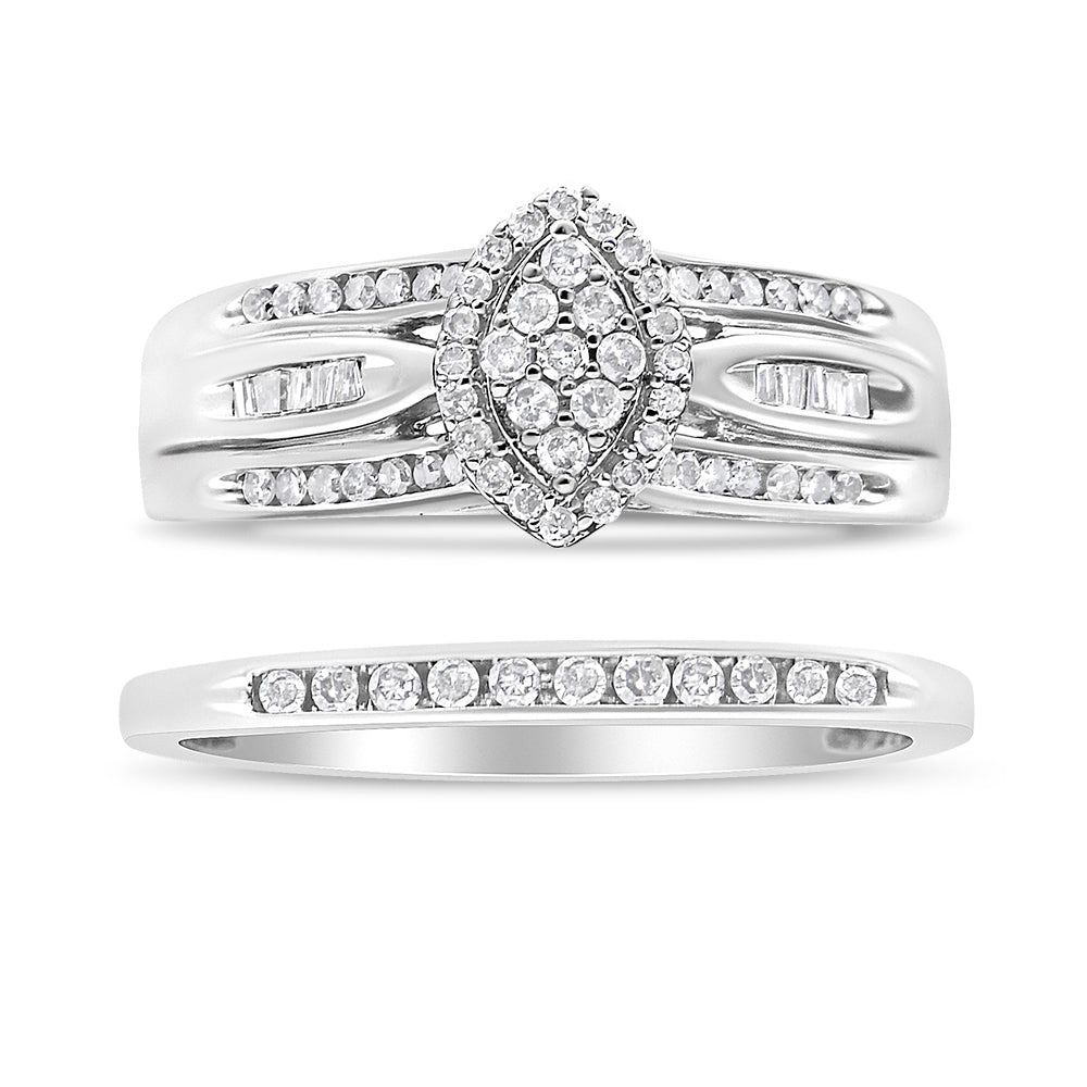 Diamond Bridal Set, .925 Sterling Silver, 1/2 cttw