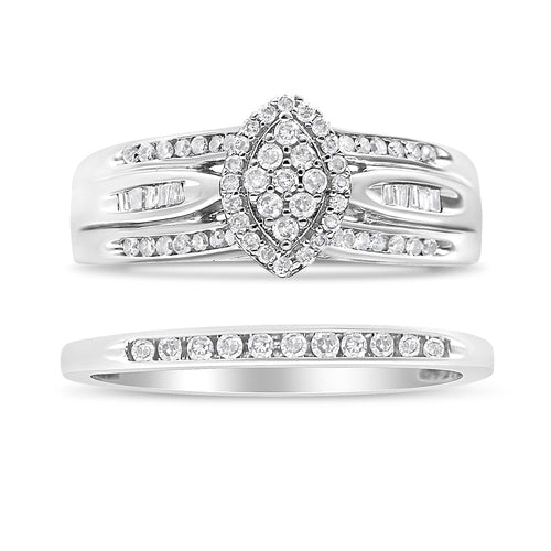 Diamond Bridal Set, .925 Sterling Silver, 1/2 cttw