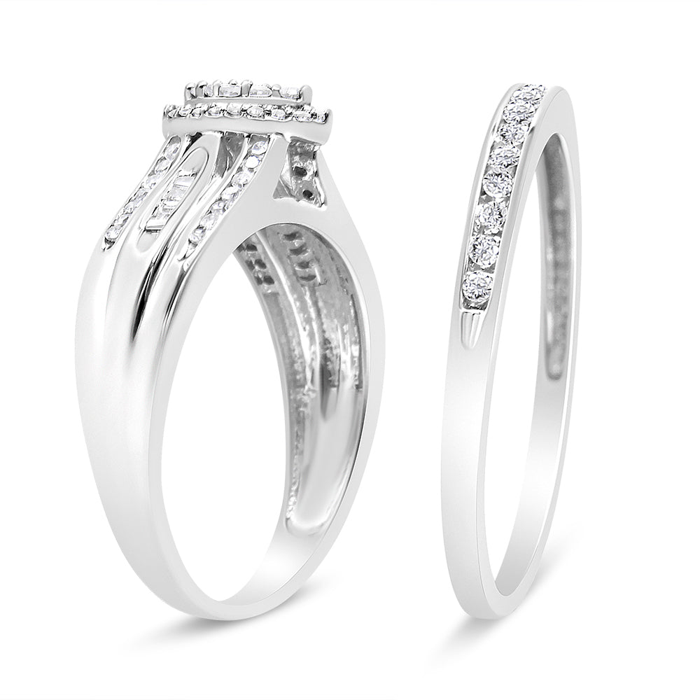 Diamond Bridal Set, .925 Sterling Silver, 1/2 cttw