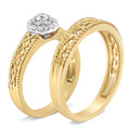 Diamond Halo Engagement Ring Band Set, 14K Yellow Gold Plated .925 Sterling Silver, 1/5 cttw