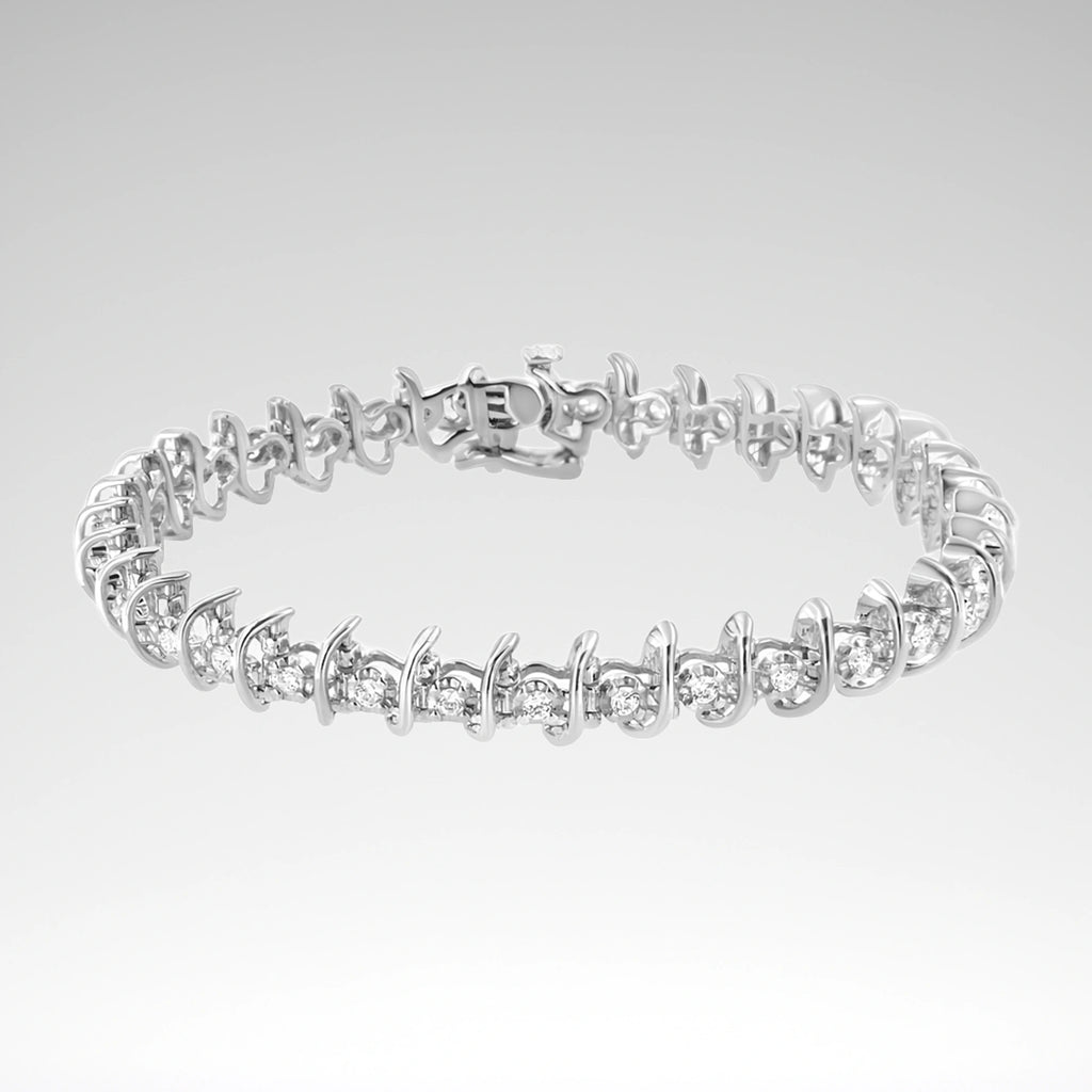 Diamond Link Bracelet, 1ct, .925 Sterling Silver  - 7.25"