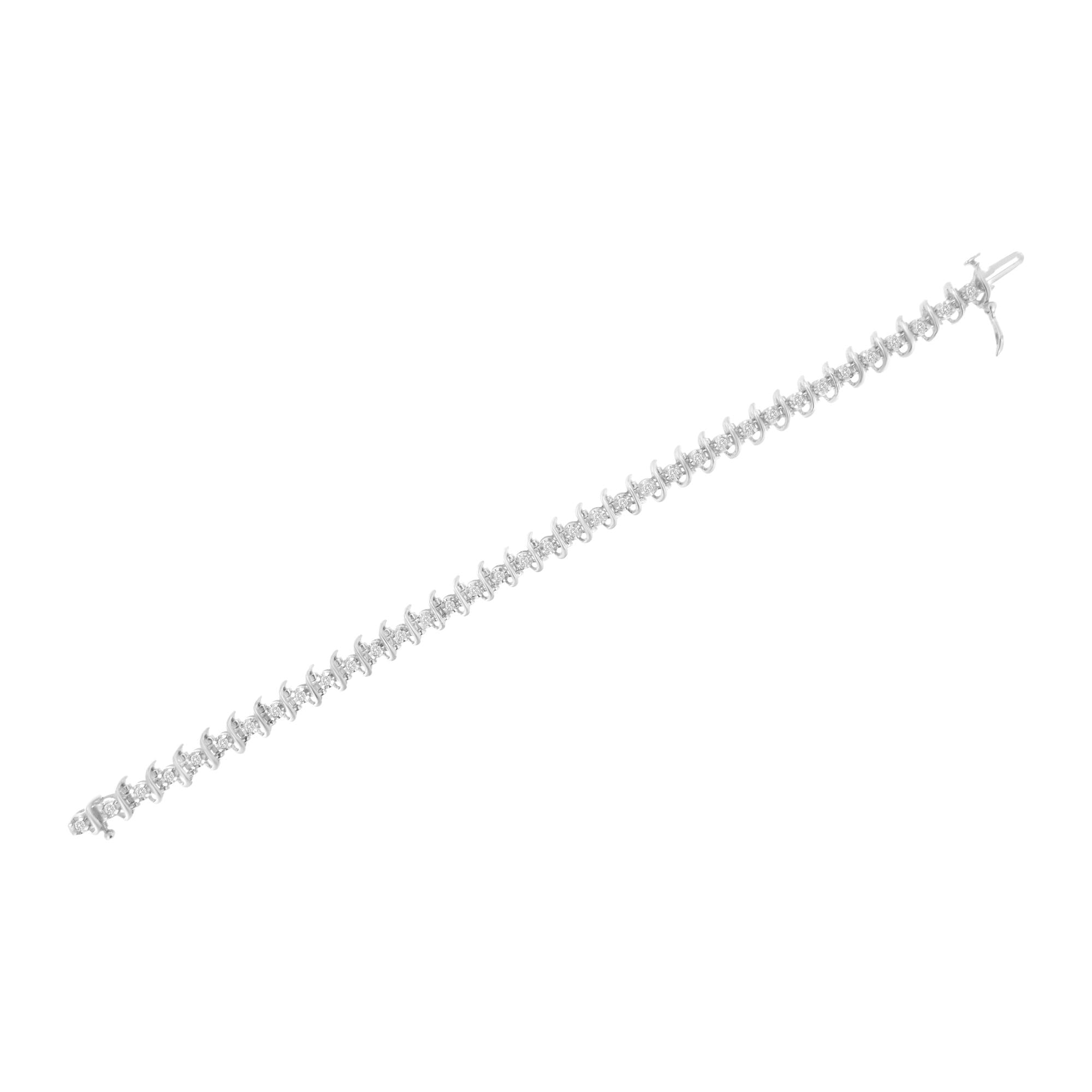 Diamond Link Bracelet, 1ct, .925 Sterling Silver  - 7.25"
