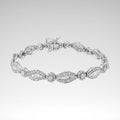 Double Leaf Diamond Link Bracelet – .925 Sterling Silver, 1 cttw