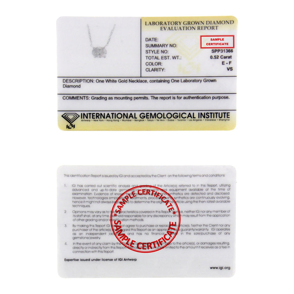 East-West Oval Solitaire Lab-Grown Diamond Pendant Necklace, 10K White Gold, 1/2 cttw