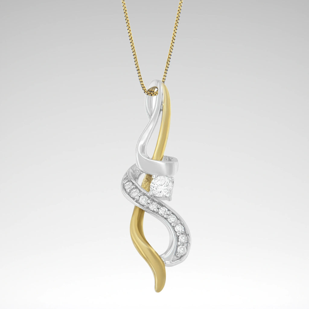 Espira Diamond Intertwined Swirl Pendant Necklace 10K Two-Tone Gold 1/5 cttw