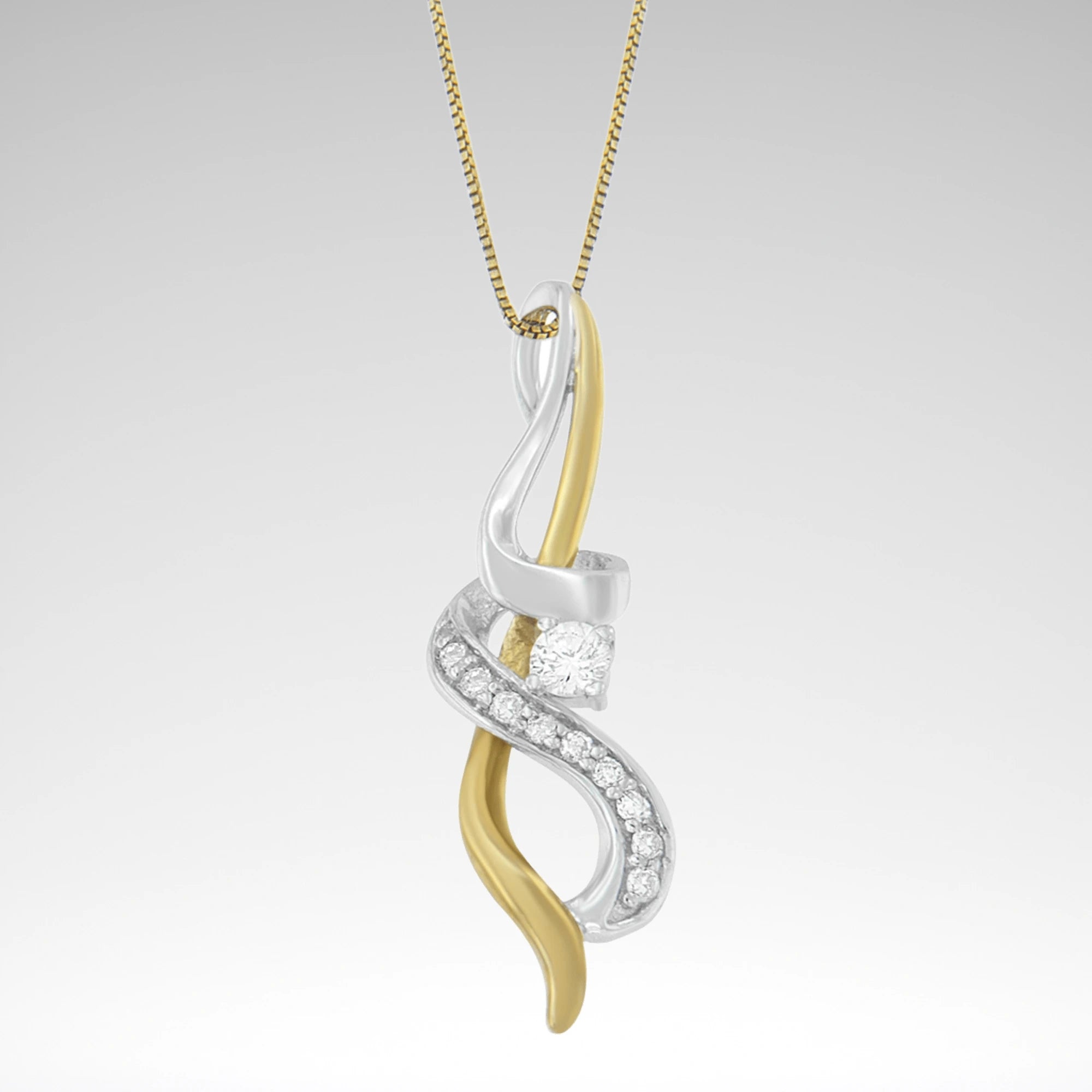 Espira Diamond Intertwined Swirl Pendant Necklace 10K Two-Tone Gold 1/5 cttw