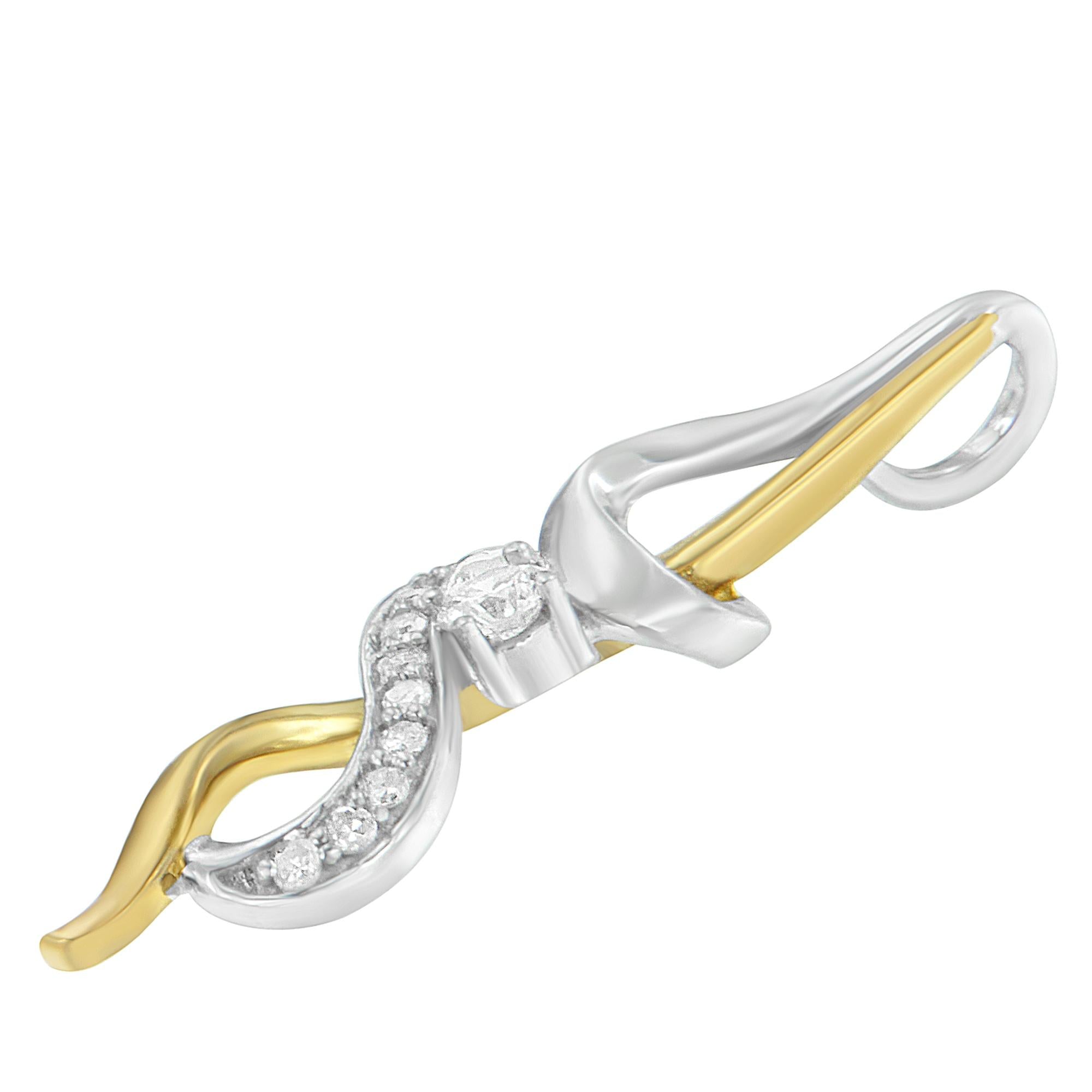 Espira Diamond Intertwined Swirl Pendant Necklace 10K Two-Tone Gold 1/5 cttw