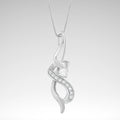 Espira Diamond Swirl Pendant Necklace – 10K White Gold, 1/5 cttw