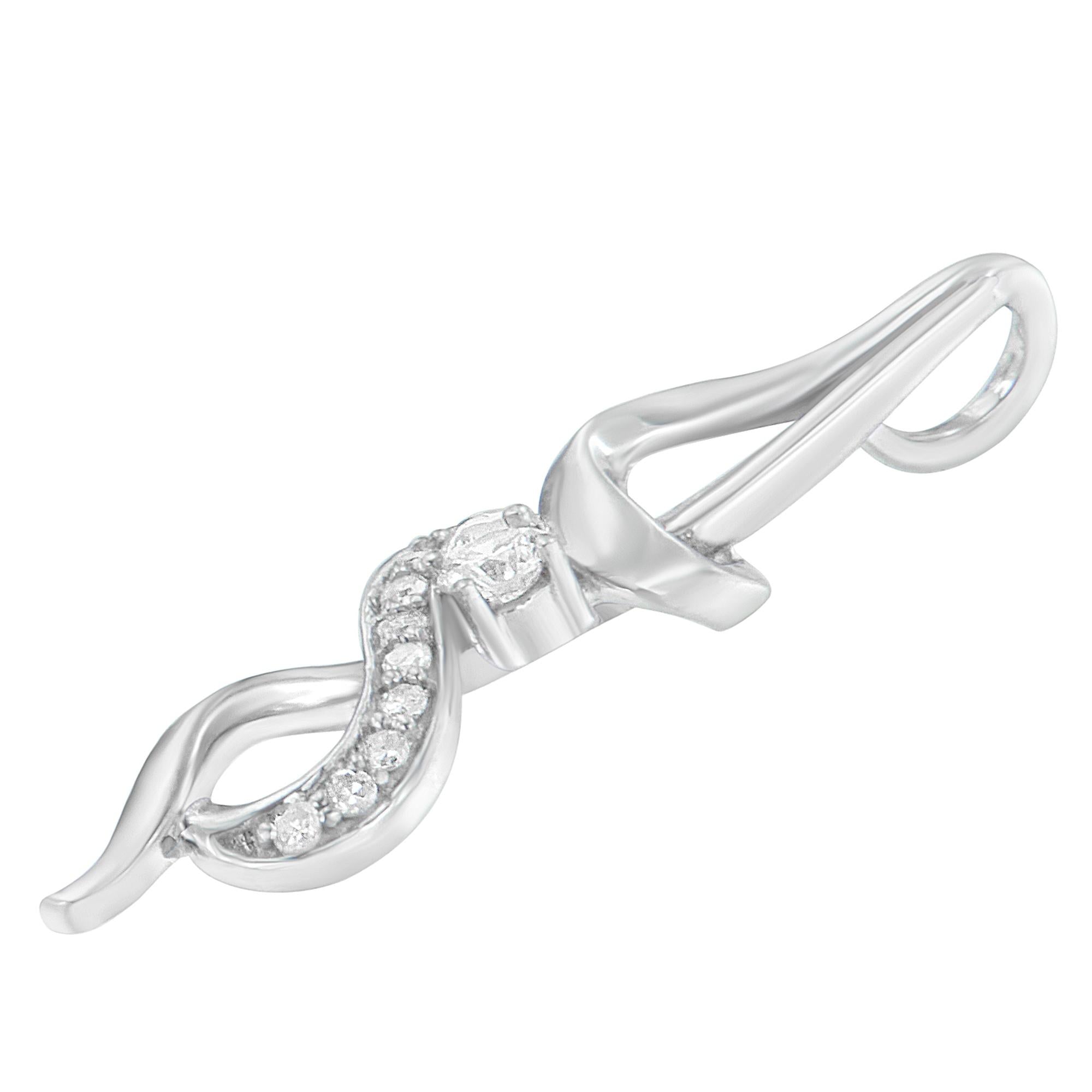 Espira Diamond Swirl Pendant Necklace – 10K White Gold, 1/5 cttw