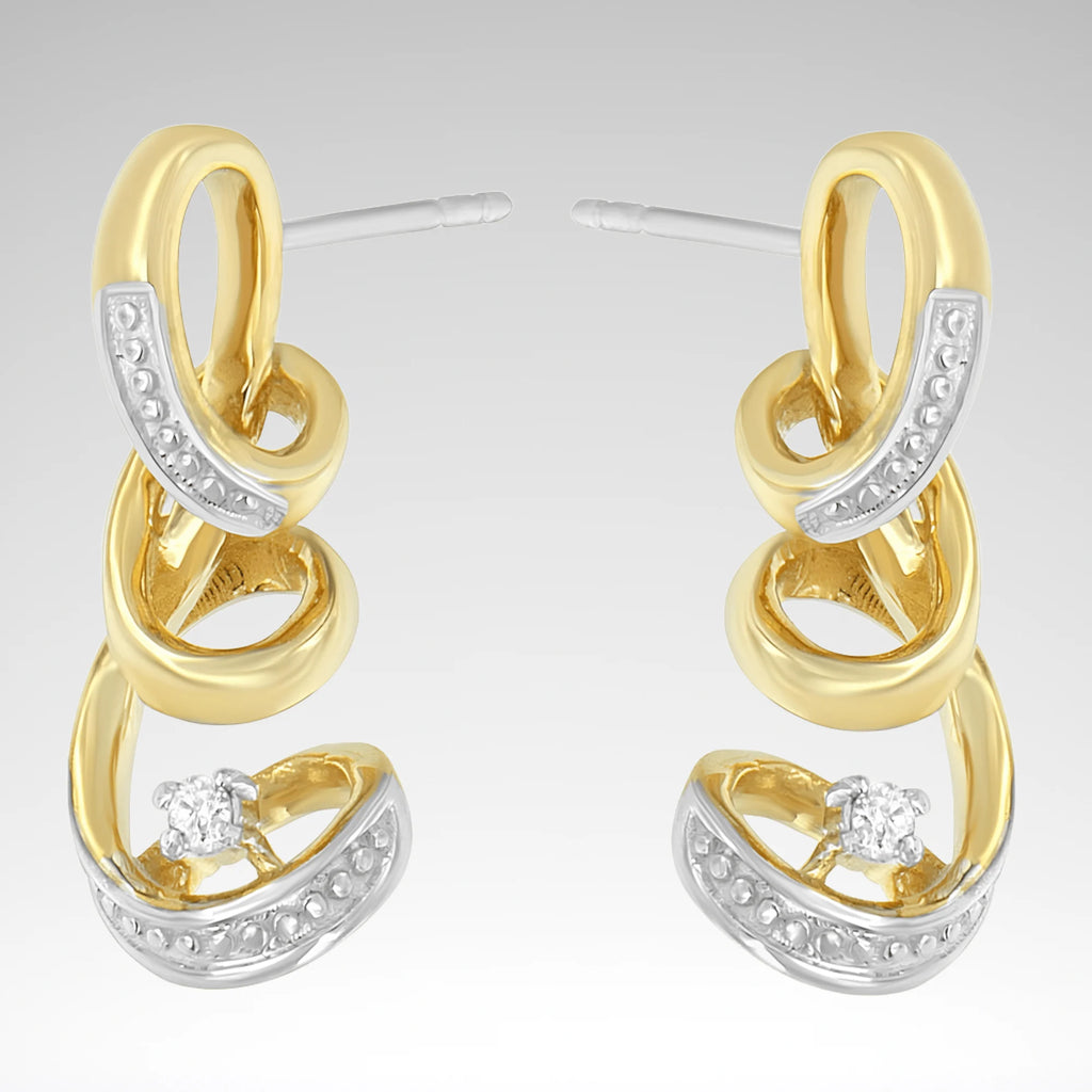 Espira Round-Cut Diamond Earrings, 10K Two-Tone Gold