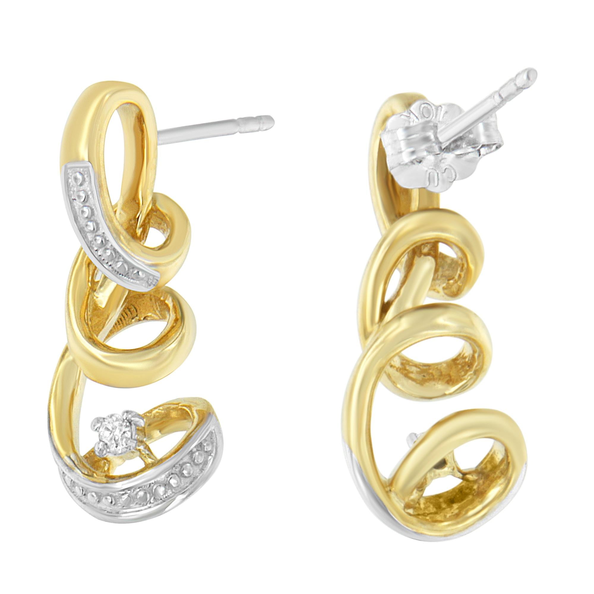 Espira Round-Cut Diamond Earrings, 10K Two-Tone Gold