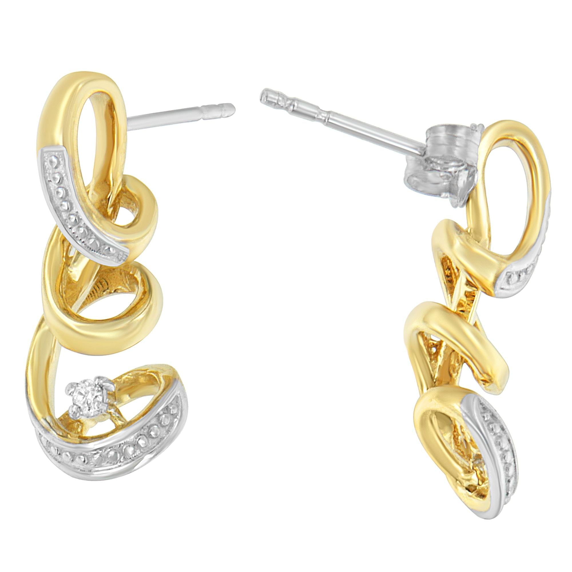 Espira Round-Cut Diamond Earrings, 10K Two-Tone Gold