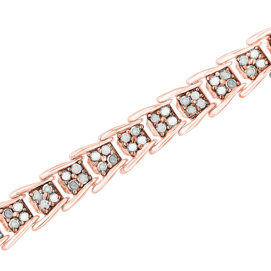 Fan-Shaped Chevron Diamond Tennis Bracelet – .925 Sterling Silver, 2.0 cttw