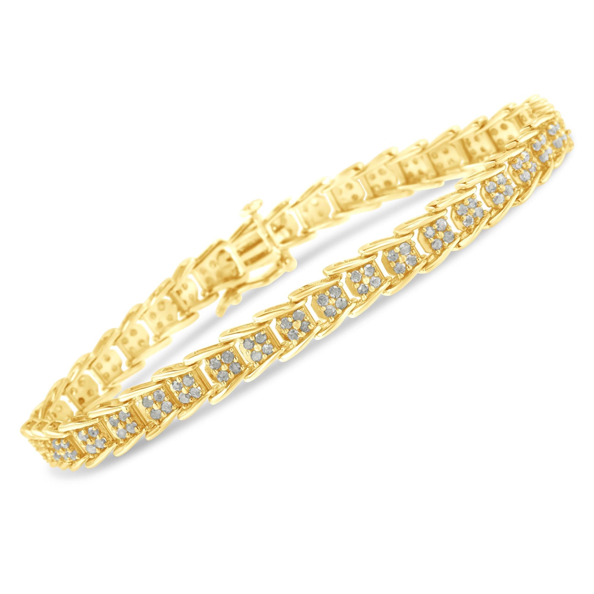 Fan-Shaped Chevron Diamond Tennis Bracelet – .925 Sterling Silver, 2.0 cttw