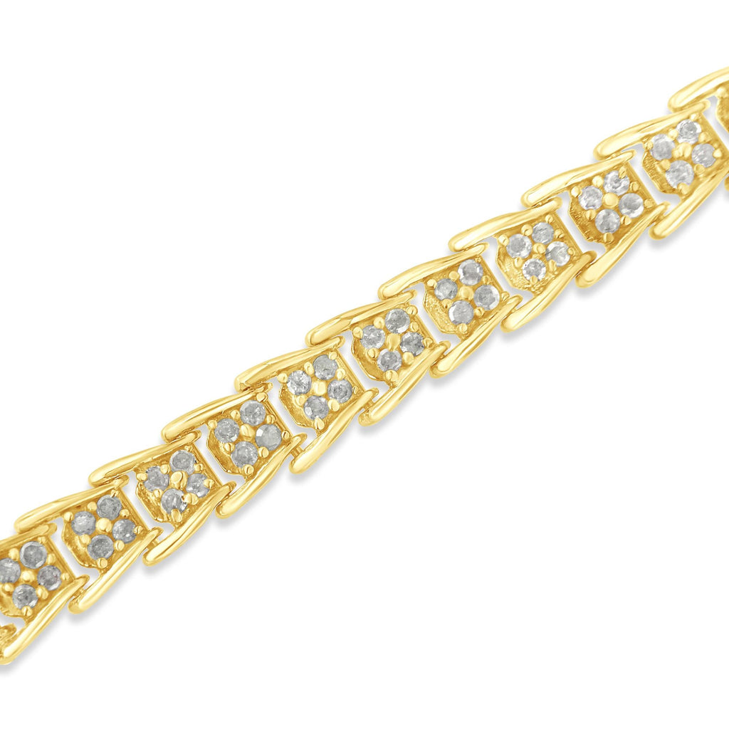 Fan-Shaped Chevron Diamond Tennis Bracelet – .925 Sterling Silver, 2.0 cttw