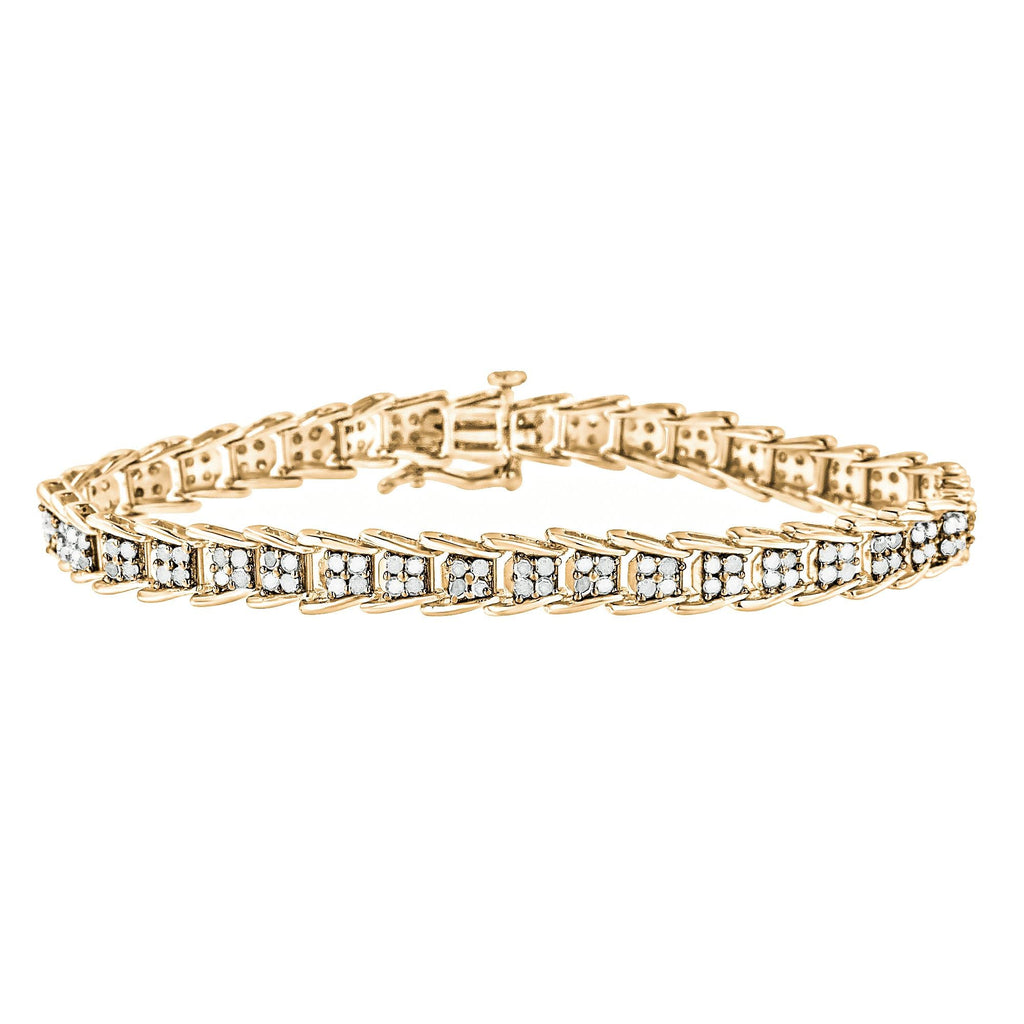 Fan-Shaped Chevron Diamond Tennis Bracelet – .925 Sterling Silver, 2.0 cttw