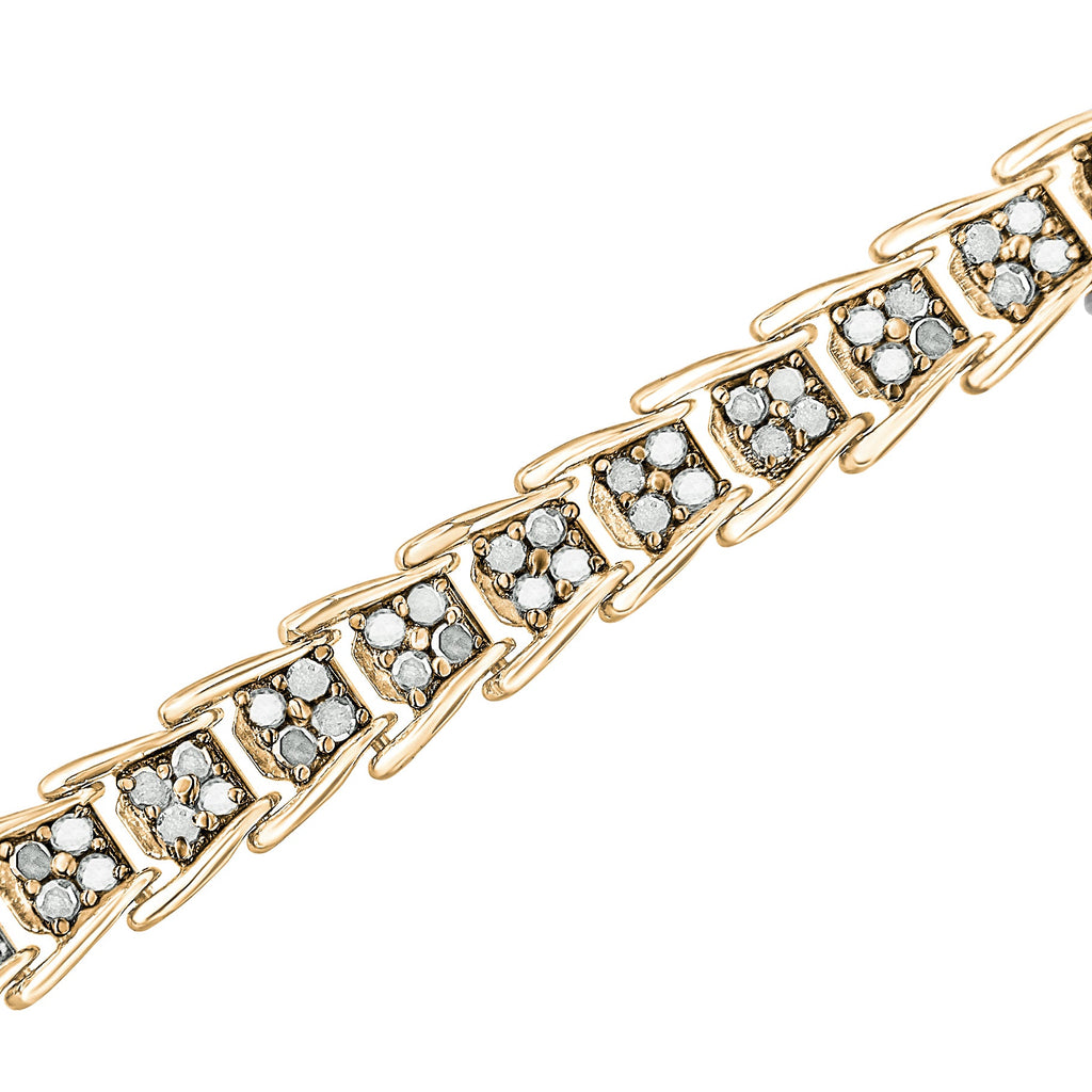 Fan-Shaped Chevron Diamond Tennis Bracelet – .925 Sterling Silver, 2.0 cttw
