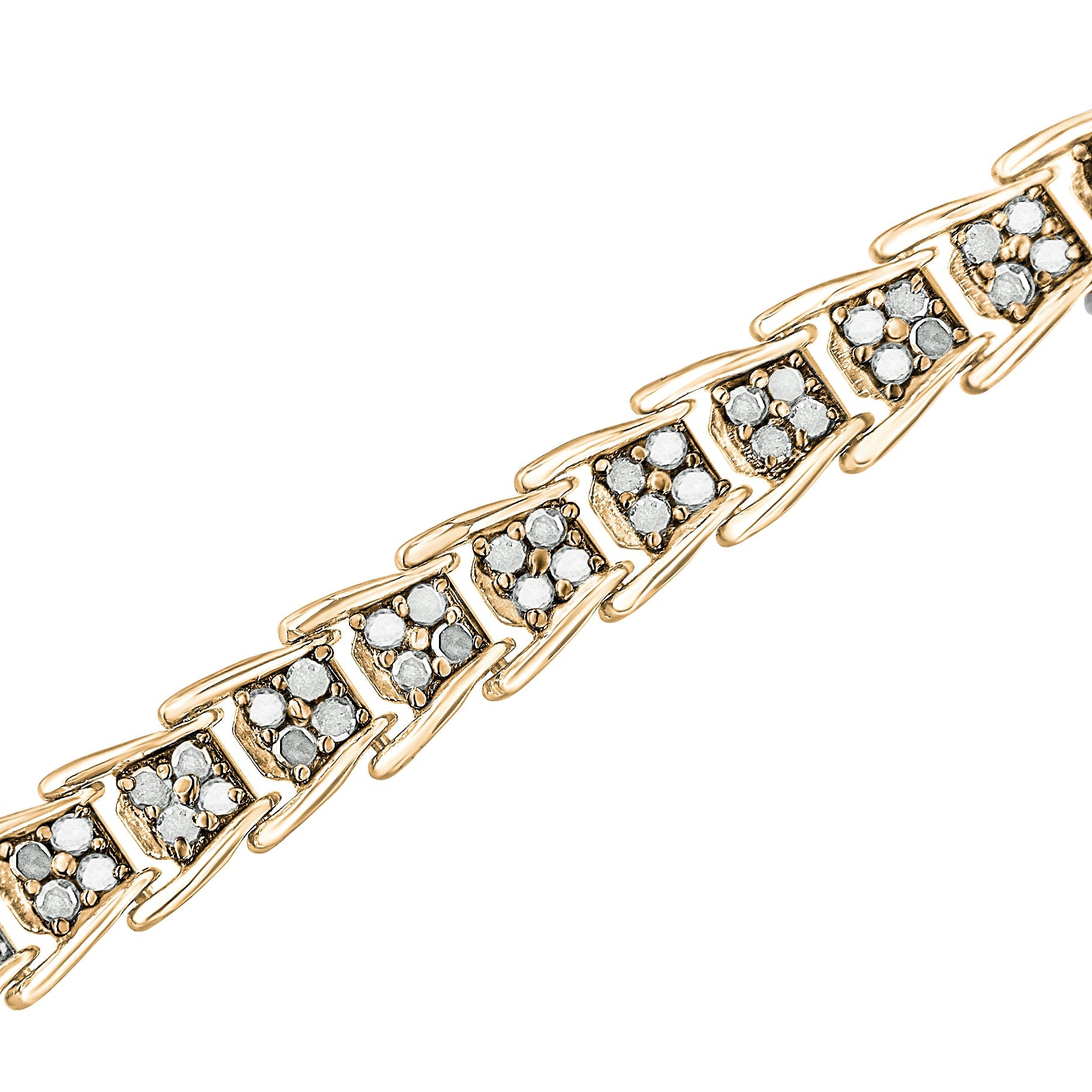 Fan-Shaped Chevron Diamond Tennis Bracelet – .925 Sterling Silver, 2.0 cttw