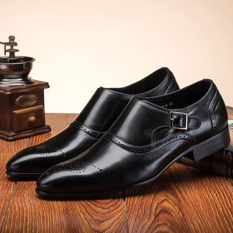 Handcrafted Brogue Monk Strap Shoes for Men