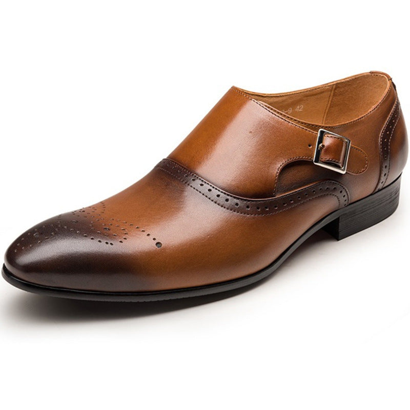 Handcrafted Brogue Monk Strap Shoes for Men