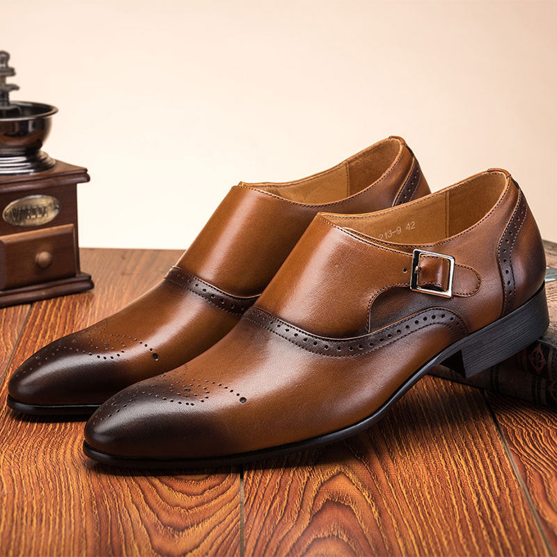 Handcrafted Brogue Monk Strap Shoes for Men