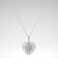Heart-Shaped Diamond Pendant Necklace – .925 Sterling Silver, Pavé Diamond Accents