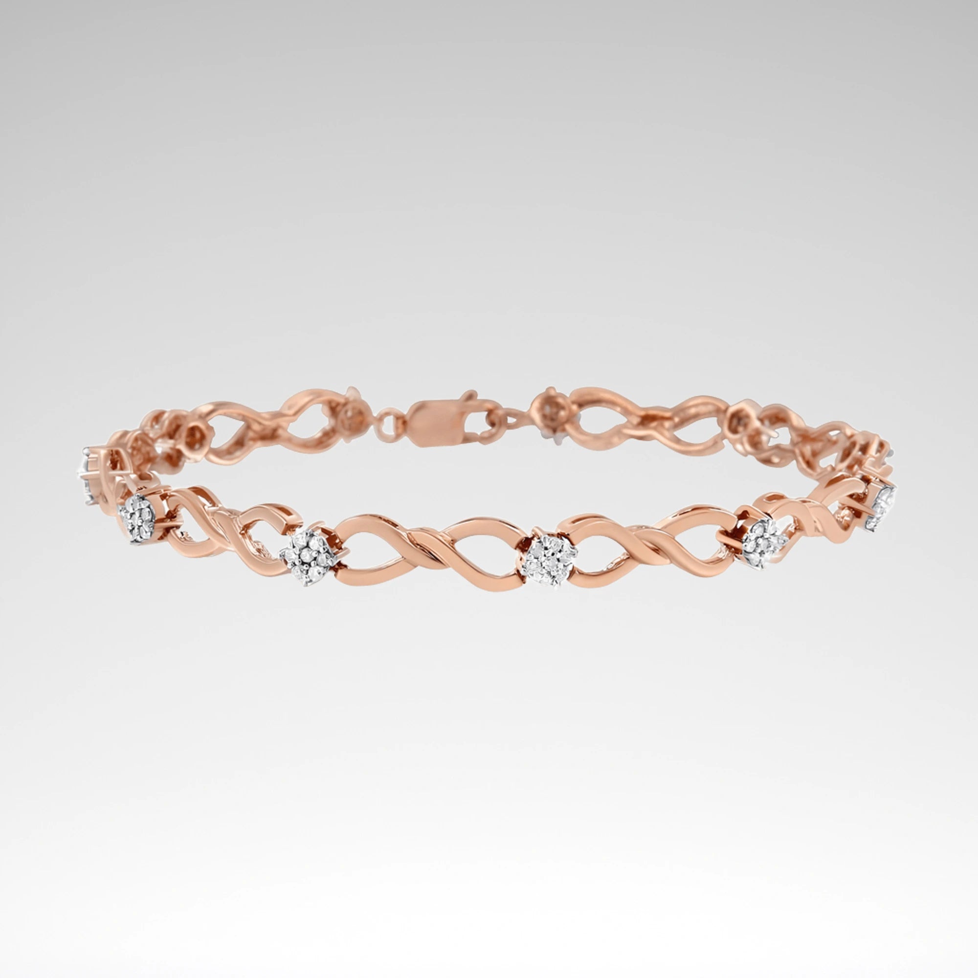 Infinity Link Diamond Tennis Bracelet – 10K Rose Gold Plated Sterling Silver, 1/2 cttw