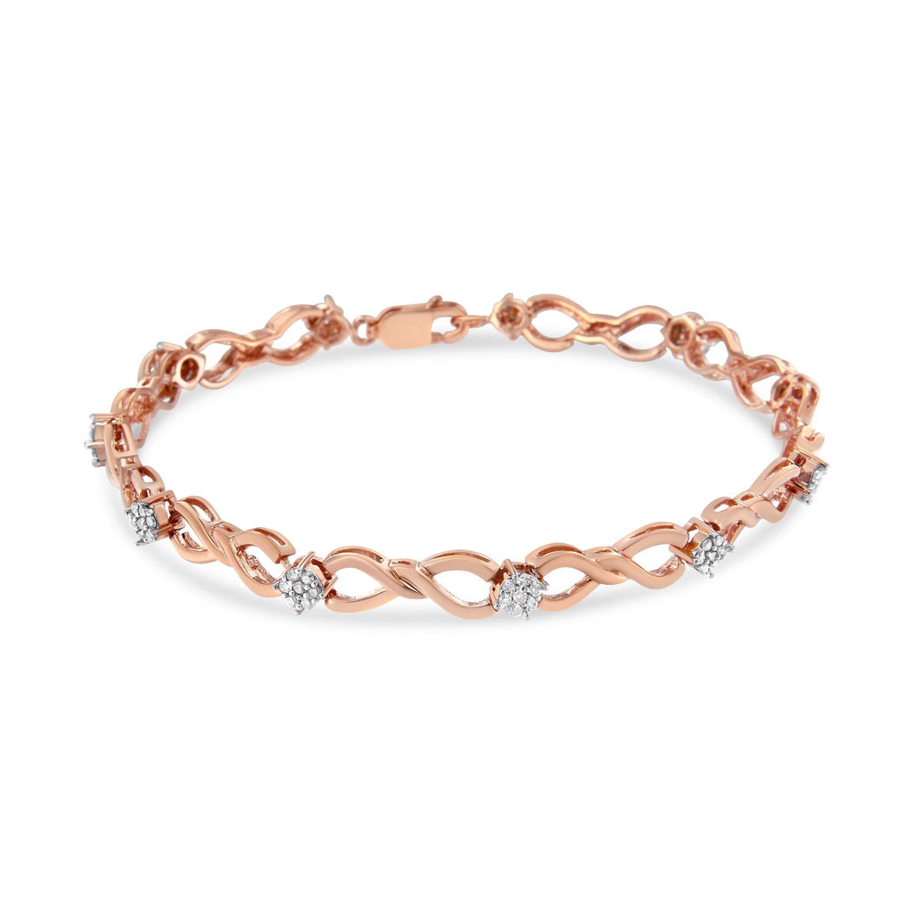 Infinity Link Diamond Tennis Bracelet – 10K Rose Gold Plated Sterling Silver, 1/2 cttw