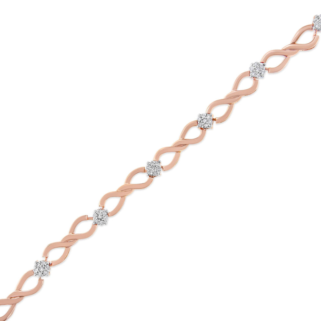 Infinity Link Diamond Tennis Bracelet – 10K Rose Gold Plated Sterling Silver, 1/2 cttw