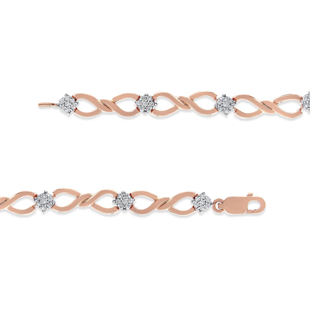 Infinity Link Diamond Tennis Bracelet – 10K Rose Gold Plated Sterling Silver, 1/2 cttw