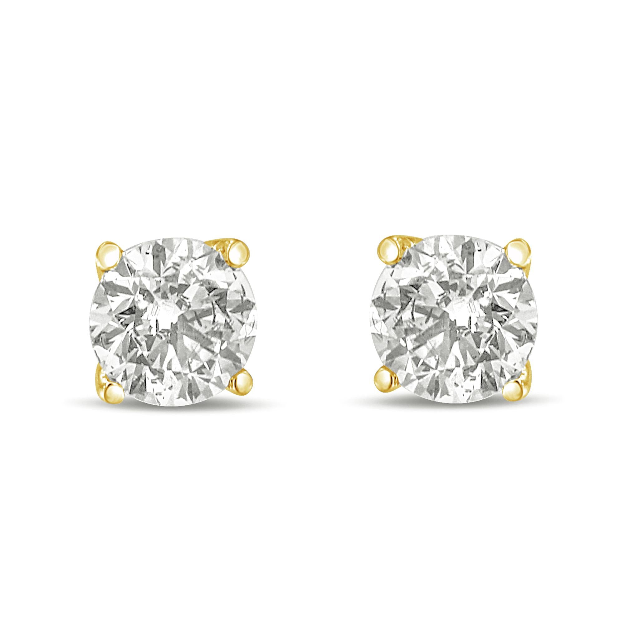 Lab-Grown Diamond Solitaire Stud Earrings – 14K Gold, 1/2 cttw