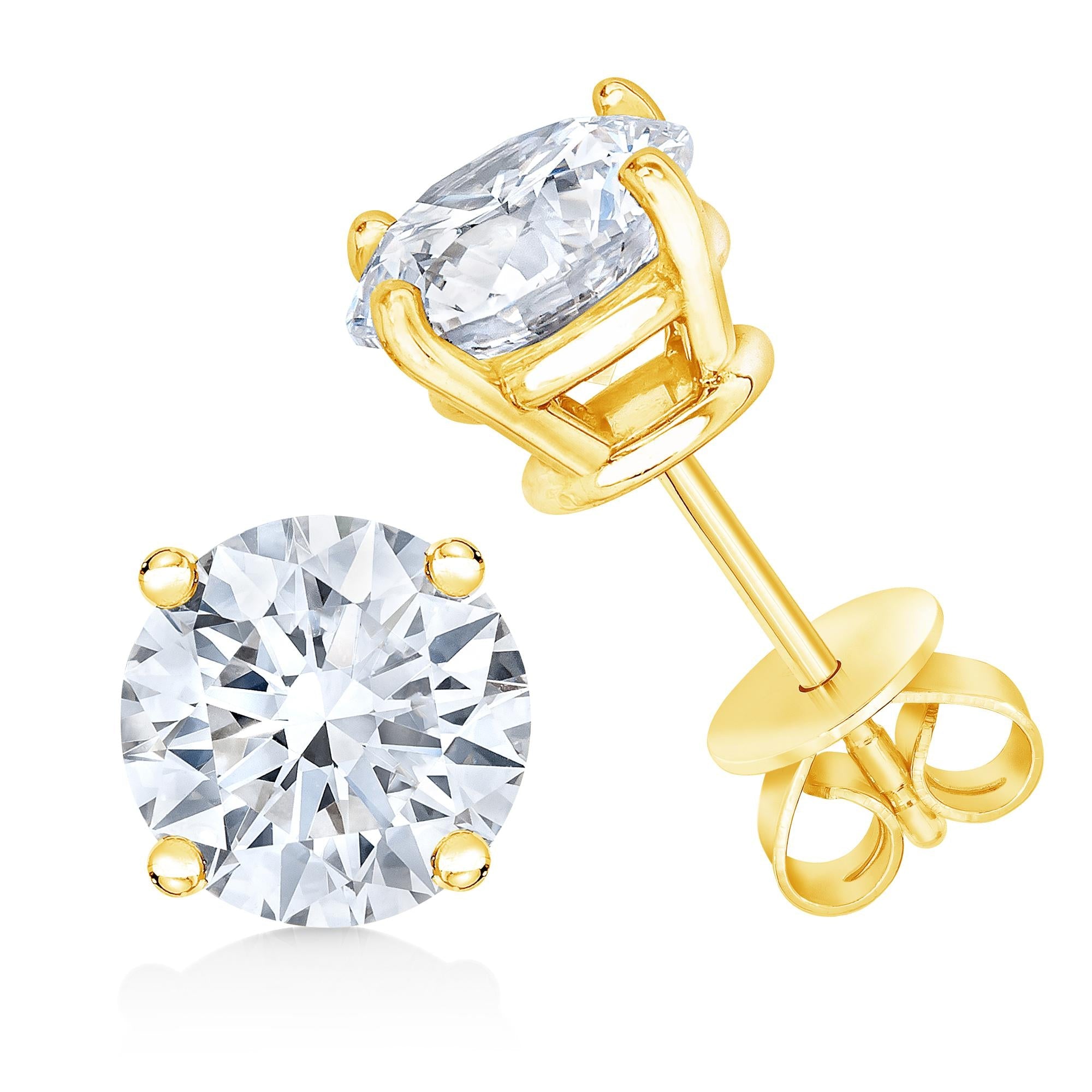 Lab-Grown Diamond Solitaire Stud Earrings – 14K Gold, 1/2 cttw