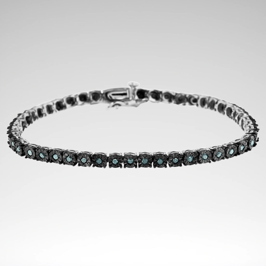 Miracle-Set Diamond Tennis Bracelet, Black Rhodium Plated .925 Sterling Silver, 1.0 cttw