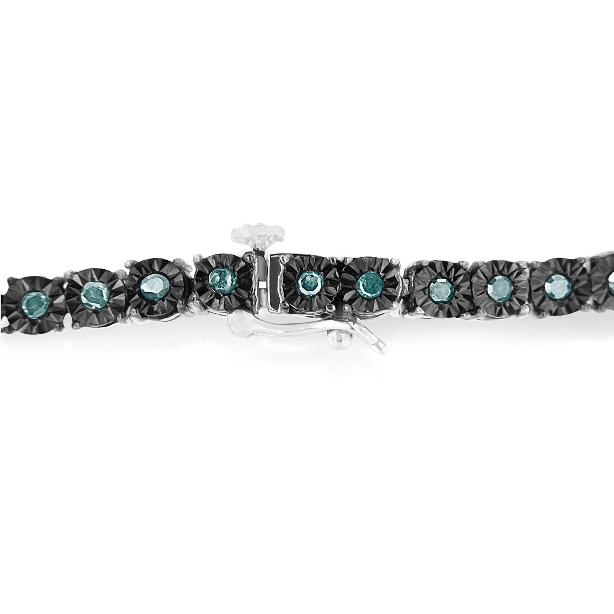 Miracle-Set Diamond Tennis Bracelet, Black Rhodium Plated .925 Sterling Silver, 1.0 cttw