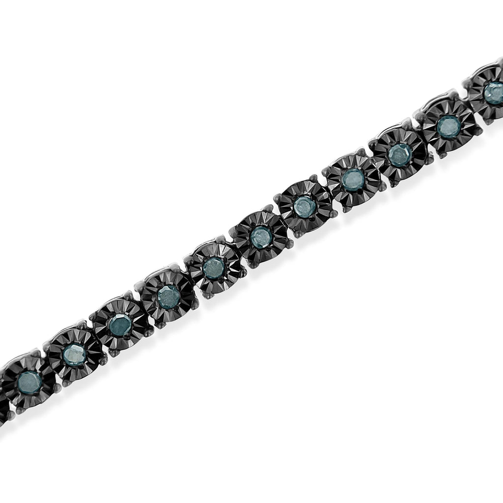 Miracle-Set Diamond Tennis Bracelet, Black Rhodium Plated -  .925 Sterling Silver 1.0 cttw