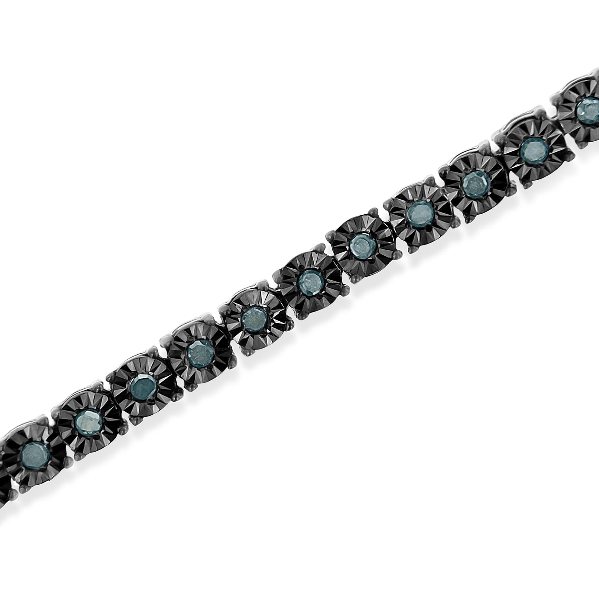 Miracle-Set Diamond Tennis Bracelet, Black Rhodium Plated -  .925 Sterling Silver 1.0 cttw