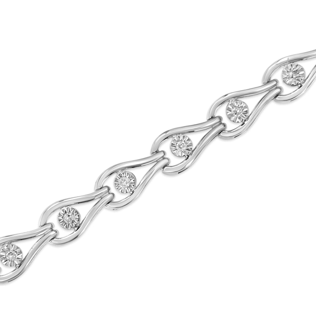 Miracle-Set Pear Shape Link Bracelet – .925 Sterling Silver, 1/10 cttw Diamond