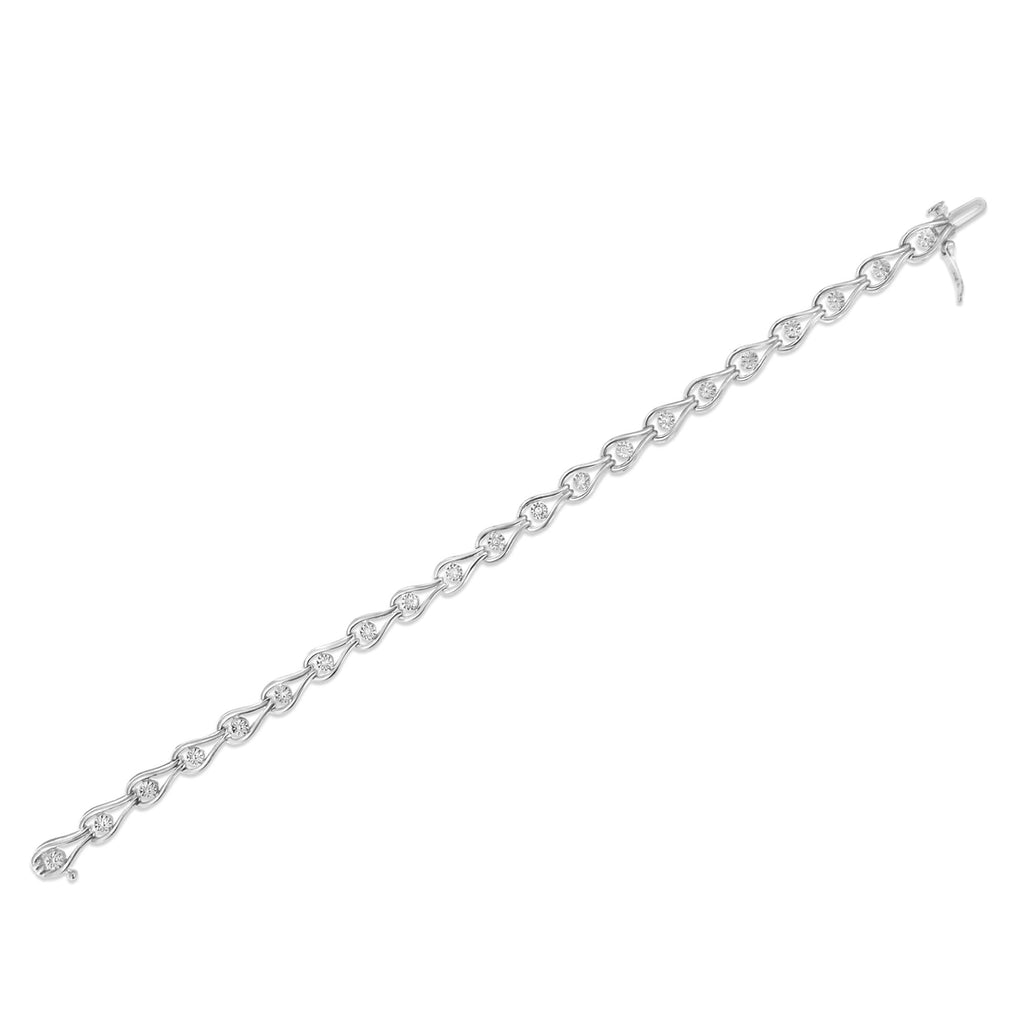 Miracle-Set Pear Shape Link Bracelet – .925 Sterling Silver, 1/10 cttw Diamond